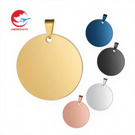Wholesale Custom Logo Blank Laser Engraving Stainless Steel Metal Round Nameplate Name Dog Pet Pendant Tags
