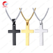 Wholesale Men Woman Custom Logo Metal Blank Engraved Stainless Steel Name Cross Heart Chains Charm Pendant Nameplate Necklace