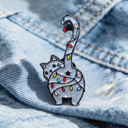 Christmas Cat Pin – Glitter Enamel Lapel Pin Set for Cat Lovers