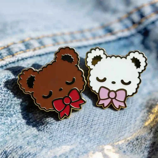 Cute Cartoon Hard Enamel Pin | Bear & Animal Character Lapel Pin