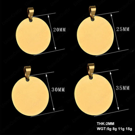 Wholesale Custom Logo Blank Laser Engraving Stainless Steel Metal Round Nameplate Name Dog Pet Pendant Tags