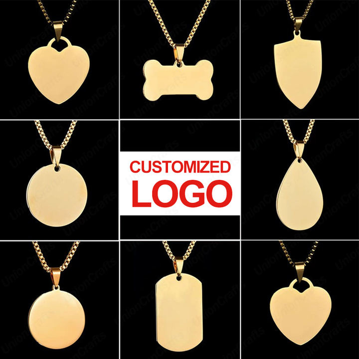 Wholesale Custom Logo Blank Laser Engraving Stainless Steel Metal Round Nameplate Name Dog Pet Pendant Tags