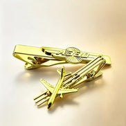 A330 Airplane Design Gold Tie Clip | 3D Relief Brass Tone Metal Tie Bar