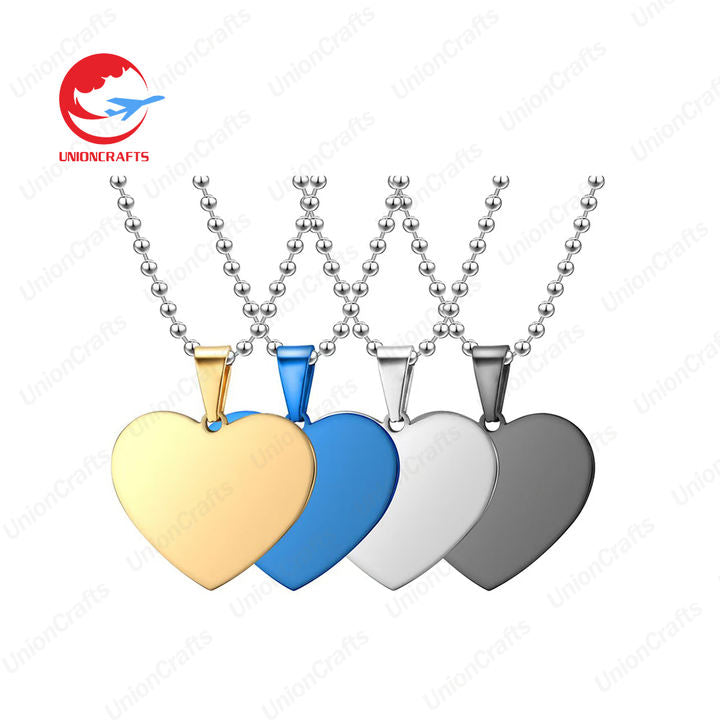 Wholesale Men Woman Custom Logo Metal Blank Engraved Stainless Steel Name Cross Heart Chains Charm Pendant Nameplate Necklace