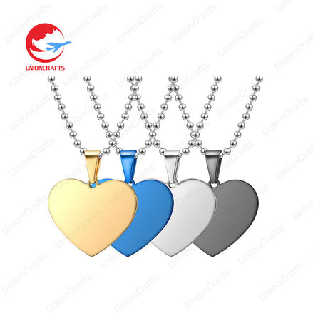 Wholesale Men Woman Custom Logo Metal Blank Engraved Stainless Steel Name Cross Heart Chains Charm Pendant Nameplate Necklace