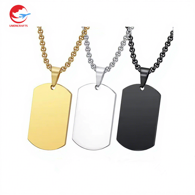 Wholesale Men Woman Custom Logo Metal Blank Engraved Stainless Steel Name Cross Heart Chains Charm Pendant Nameplate Necklace