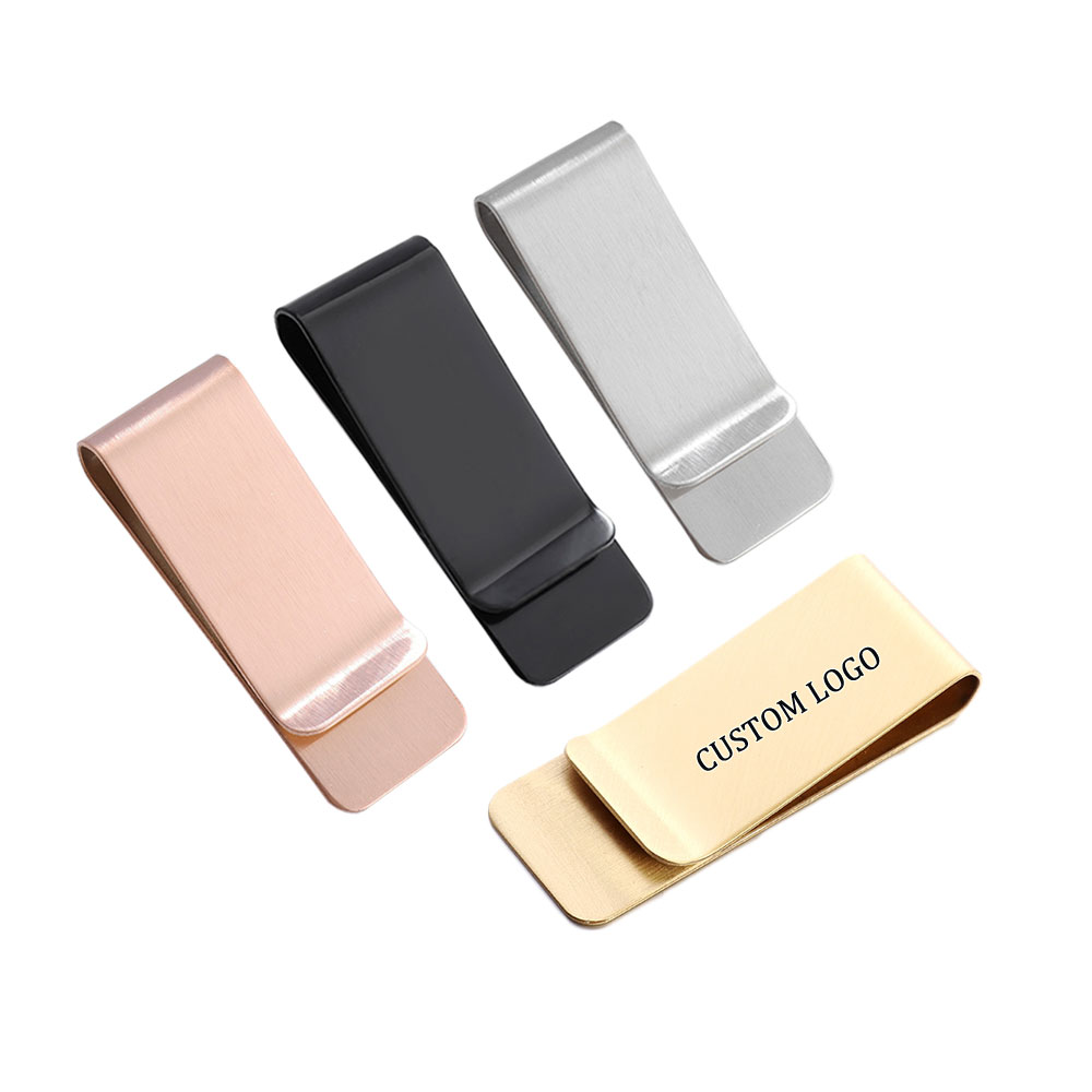 Personalized Luxury Custom Laser Engraved Logo Gold Silver Brass Money Clip for Mens Stainless Steel Metal Money Clip