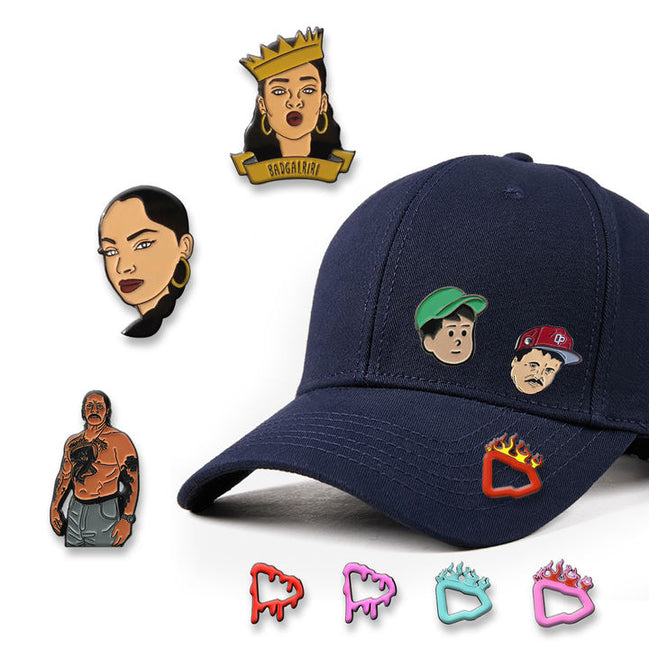 Factory Wholesale Custom Design Pin Hat Cap Clip Club Gold Plated Hat Chain Pin Charms Hat Pins with Chain