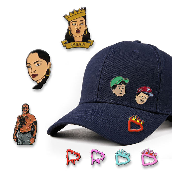 Factory Wholesale Custom Design Pin Hat Cap Clip Club Gold Plated Hat Chain Pin Charms Hat Pins with Chain