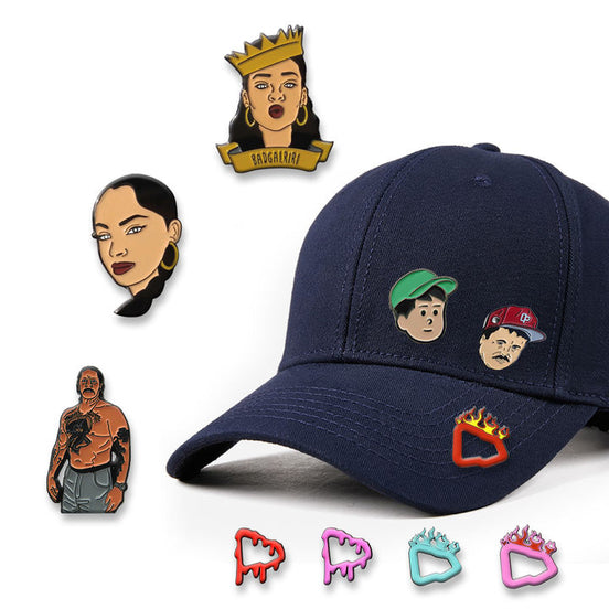 Factory Wholesale Custom Design Pin Hat Cap Clip Club Gold Plated Hat Chain Pin Charms Hat Pins with Chain
