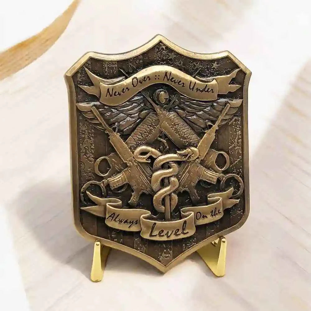 Custom Navy Corpsman Challenge Coin – Antique Bronze Shield Shape | Hospital Unit Gift - GFTCRAFTS