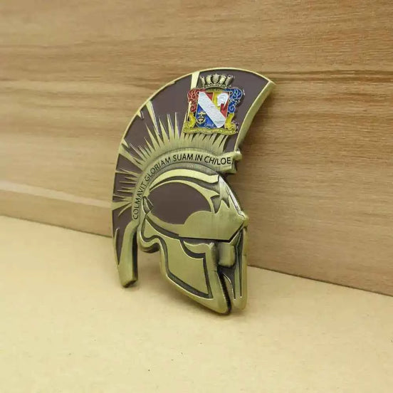 Custom Spartan Helmet Challenge Coin – Die-Cut Shape | Armada de Chile Navy Commemorative Medallion - GFTCRAFTS