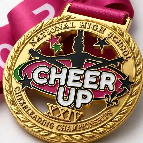 Custom Cheerleading Championship Medal | Gold Enamel Sports Award – GFTCRAFTS - GFTCRAFTS
