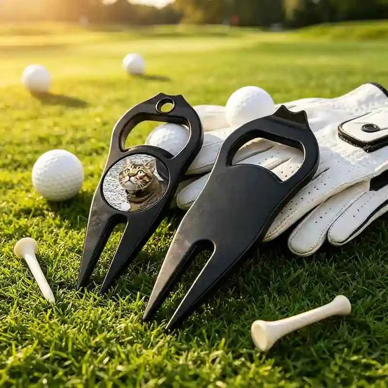Custom Black Golf Divot Tool with Bottle Opener | Personalized Photo & Logo Insert - GFTCRAFTS