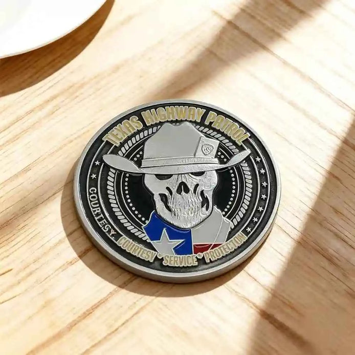 Custom Police Challenge Coin – Texas Highway Patrol | Law Enforcement Officer Gift | Antique Silver - GFTCRAFTS