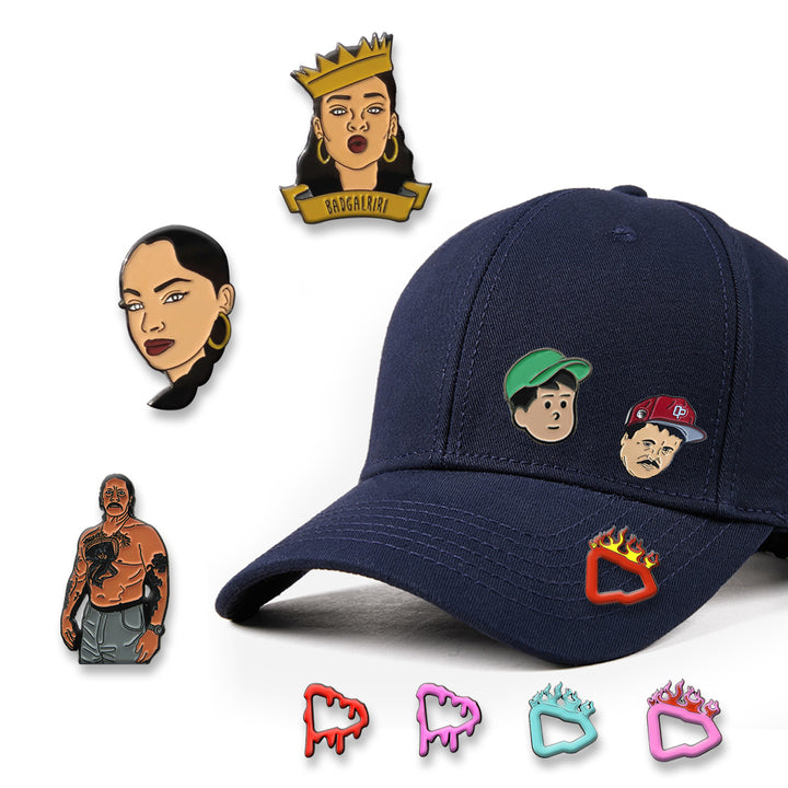 Factory Wholesale Custom Design Pin Hat Cap Clip Club Gold Plated Hat Chain Pin Charms Hat Pins with Chain