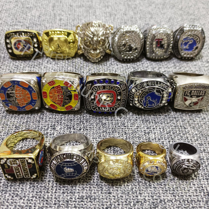 Personalized Custom logo Gold Silver Brass Soft Hard Enamel Sports Metal Championship Rings