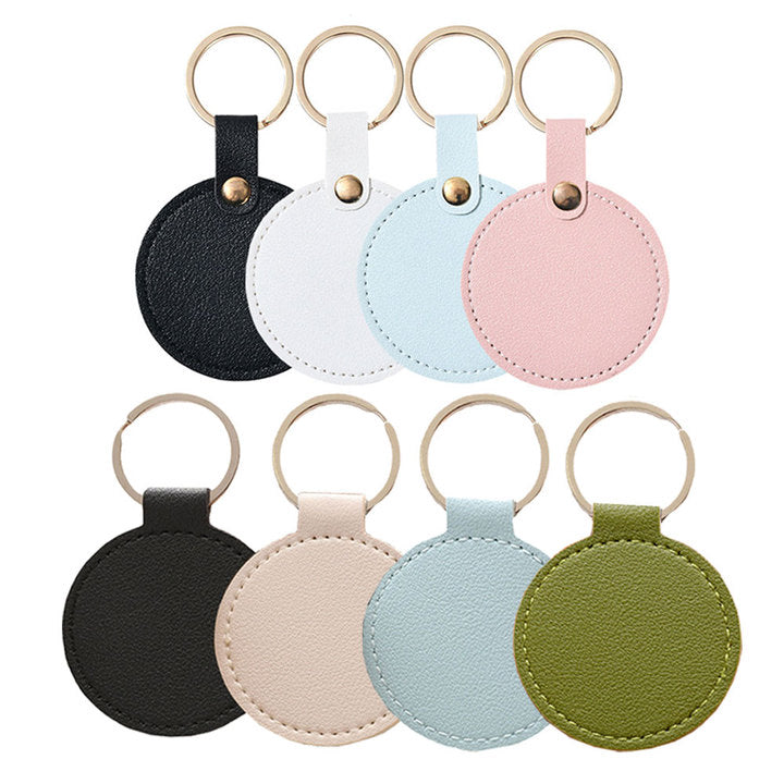 Personalized Customized Blank Leather Keychain Keyring Wholesale Custom Car Logo Luxury Round Shaped PU Leather Keychain