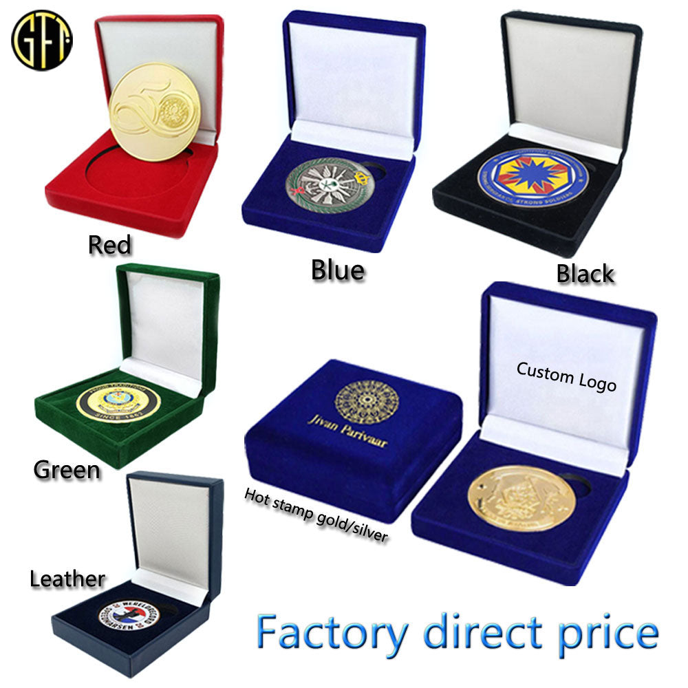 Customized Design Logo Velvet Commemorative Challenge Coins Gift Box Metal Stamping Soft Enamel Zinc Alloy Custom Challenge Coin