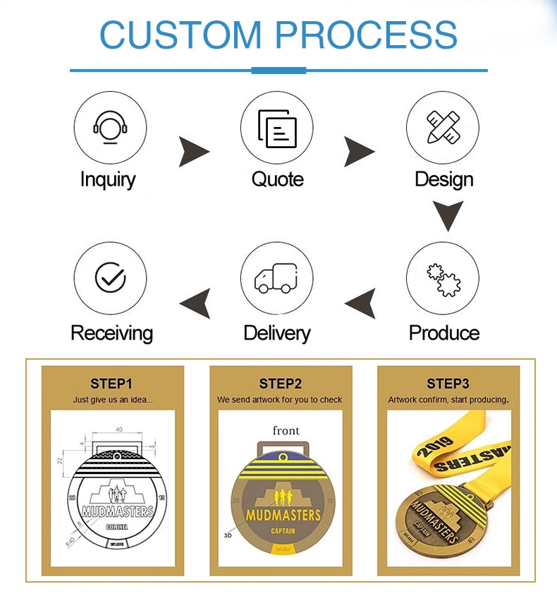 Custom Design High Quality Sports Medals Souvenir Enamel Medal with Velvet Box