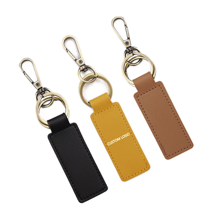 Personalized Customized Blank Leather Keychain Keyring Wholesale Custom Car Logo Luxury Round Shaped PU Leather Keychain