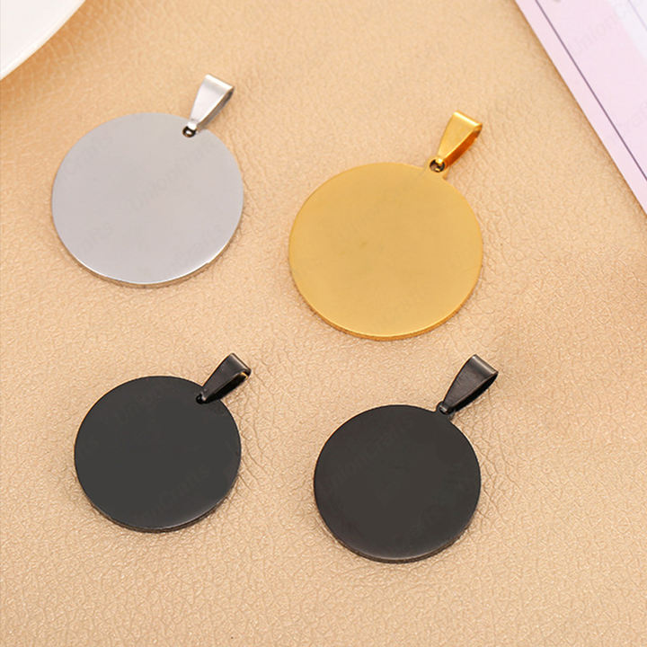 Wholesale Custom Logo Blank Laser Engraving Stainless Steel Metal Round Nameplate Name Dog Pet Pendant Tags