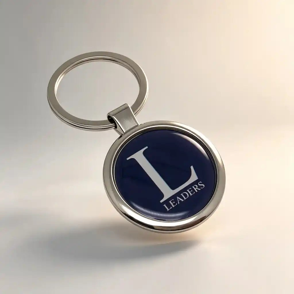 Custom Logo Metal Keychain | Round Epoxy OEM Keychain | Corporate Branded Gift