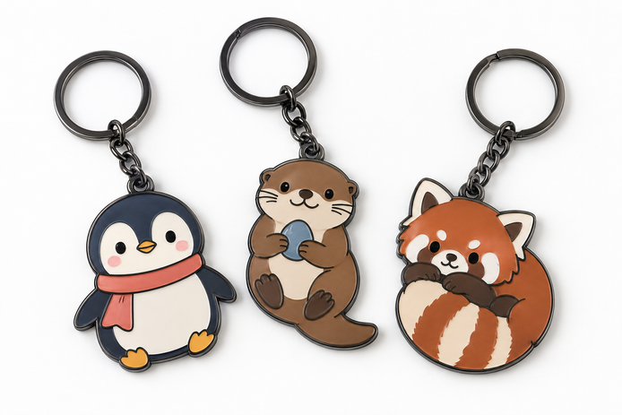 Custom Enamel Keychain | Cute Cartoon Animal Metal Keyrings Bulk OEM