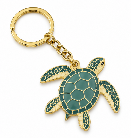 Custom Sea Turtle Keychain | Metal & Enamel Ocean Keyrings Bulk OEM