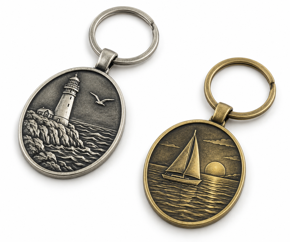 Custom Antique Metal Keychain | 3D Relief Souvenir Keyrings Bulk OEM