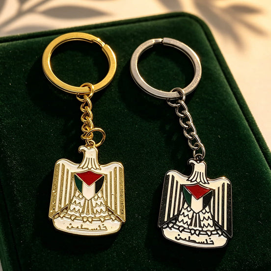 Custom Eagle Coat of Arms Keychain | Gold & Silver Metal Souvenir Key Ring – GFTCRAFTS