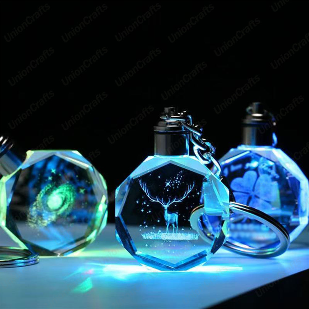 OEM Custom Double-Sided Crystal Acrylic Keychains with Laser Engraved Logo for Corporate Promotions & Bulk Logo Keychains