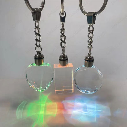 OEM Custom Double-Sided Crystal Acrylic Keychains with Laser Engraved Logo for Corporate Promotions & Bulk Logo Keychains