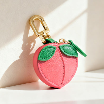 Kawaii Women's Bag Charms Key Chain Wholesale Luxury Custom Blanks Genuine Pu Leather Cute Small Mini Coin Purse Wallet Keychain