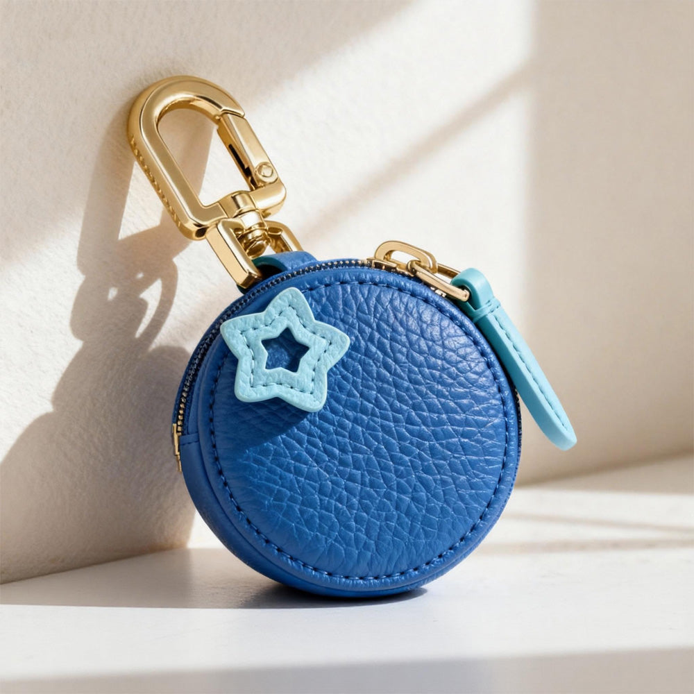 Kawaii Women's Bag Charms Key Chain Wholesale Luxury Custom Blanks Genuine Pu Leather Cute Small Mini Coin Purse Wallet Keychain