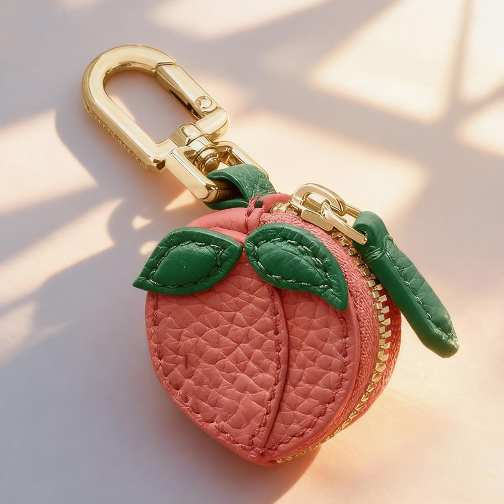 Kawaii Women's Bag Charms Key Chain Wholesale Luxury Custom Blanks Genuine Pu Leather Cute Small Mini Coin Purse Wallet Keychain
