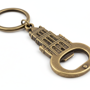 Zinc alloy antique bronze bottle opener keychain close-up